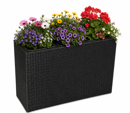 Polyrattan fach blumenkübel - 3-fach,